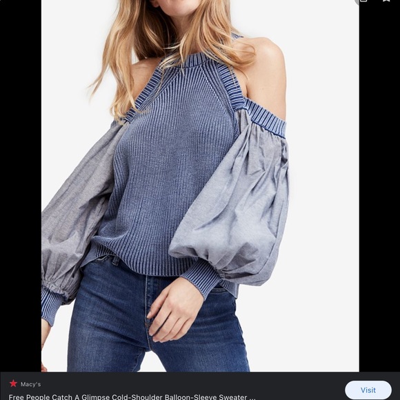 Free People Sweaters - Free people catch a glimpse sweater balloon sleeves cold shoulder in size small